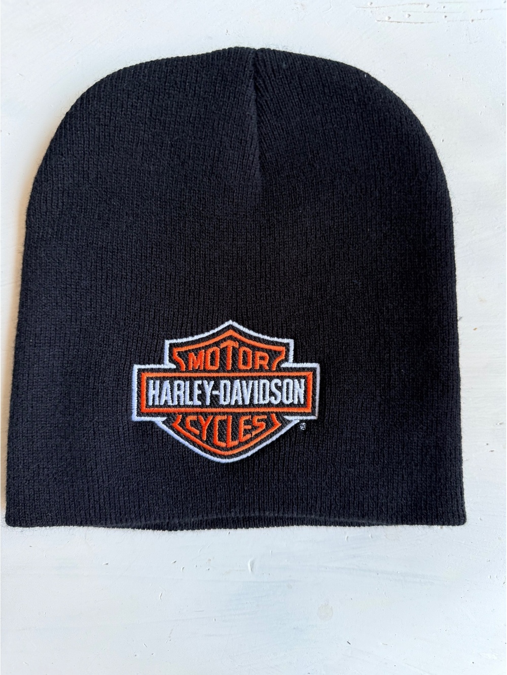 Harley-Davidson Black Knit Beanie Hat with Logo Embroidery
